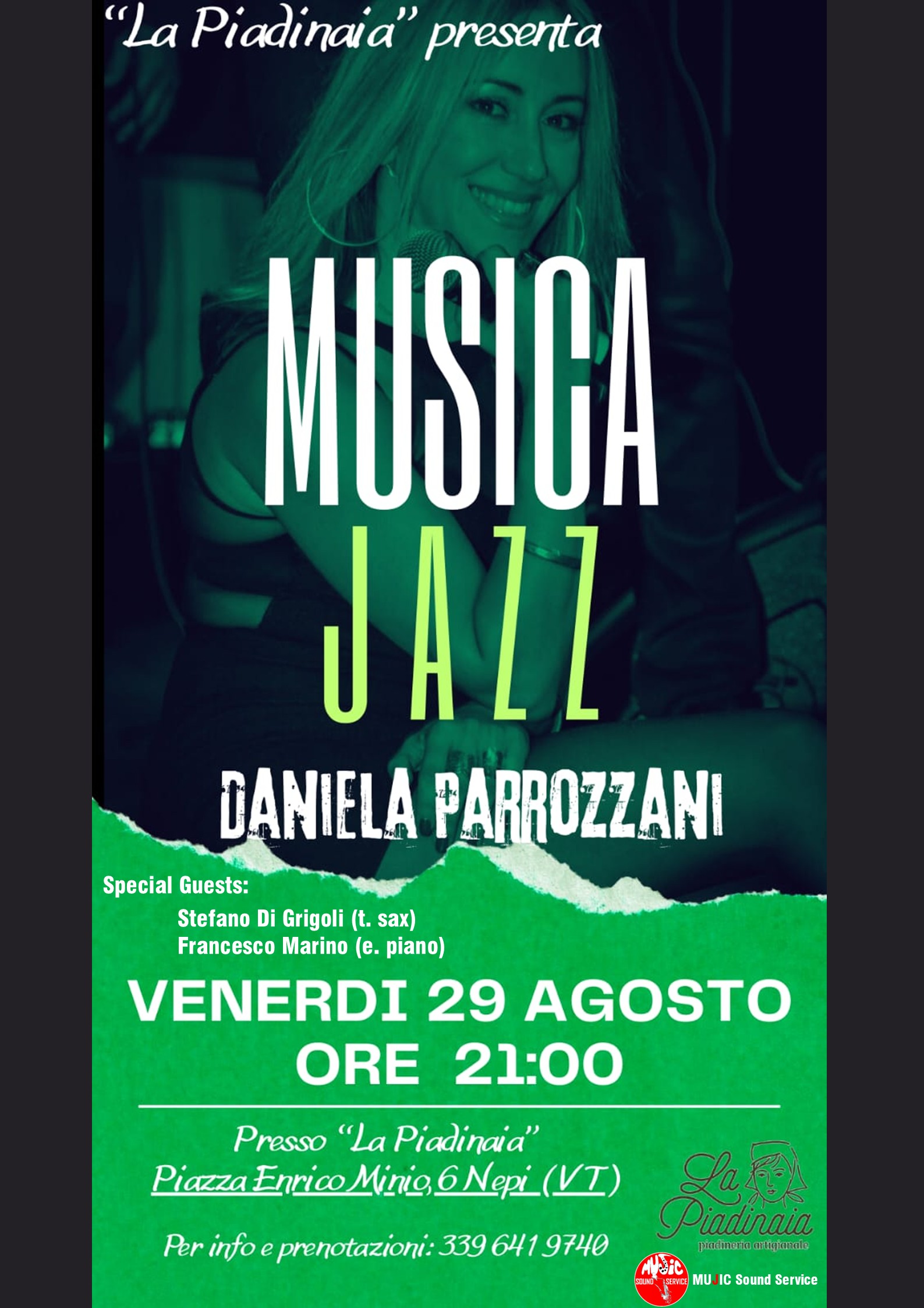 29 agosto 2025:  “Jazz Music” – alla PIADINAIA – NEPI (VT)